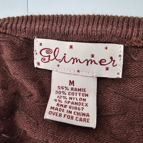 Y2k Vintage M Brown Cardigan Iridescent Sequin Crop Forest Fairy Grunge Boho - Picture 5 of 5